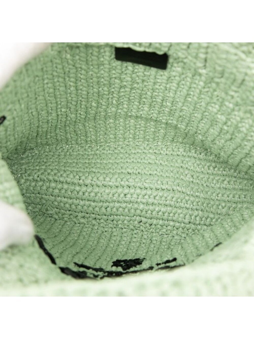 Prada Triangle Logo Small Crochet Tote Green Raffia - Picture 4 of 6